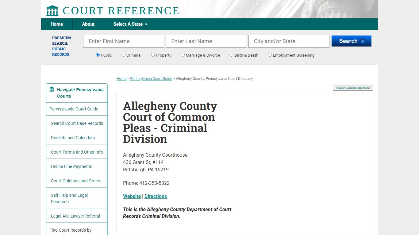 Allegheny County Court of Common Pleas - Criminal Division